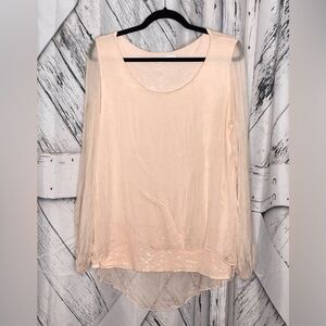 Dolce Ragazza Silk Layered Blouse Sequin Trim S